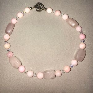 Pink Pearled Bracelet with Heart Shaped clasp